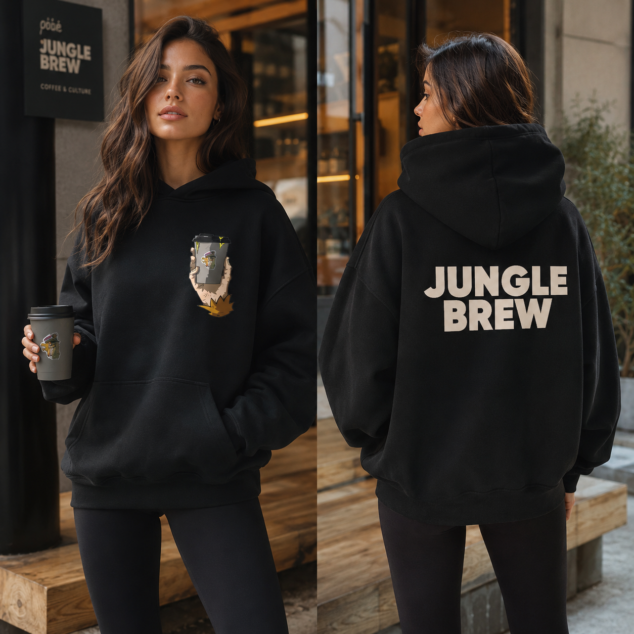 Jungle Brew Hoodie Oversized Ultra Heavy Black (French Terry)