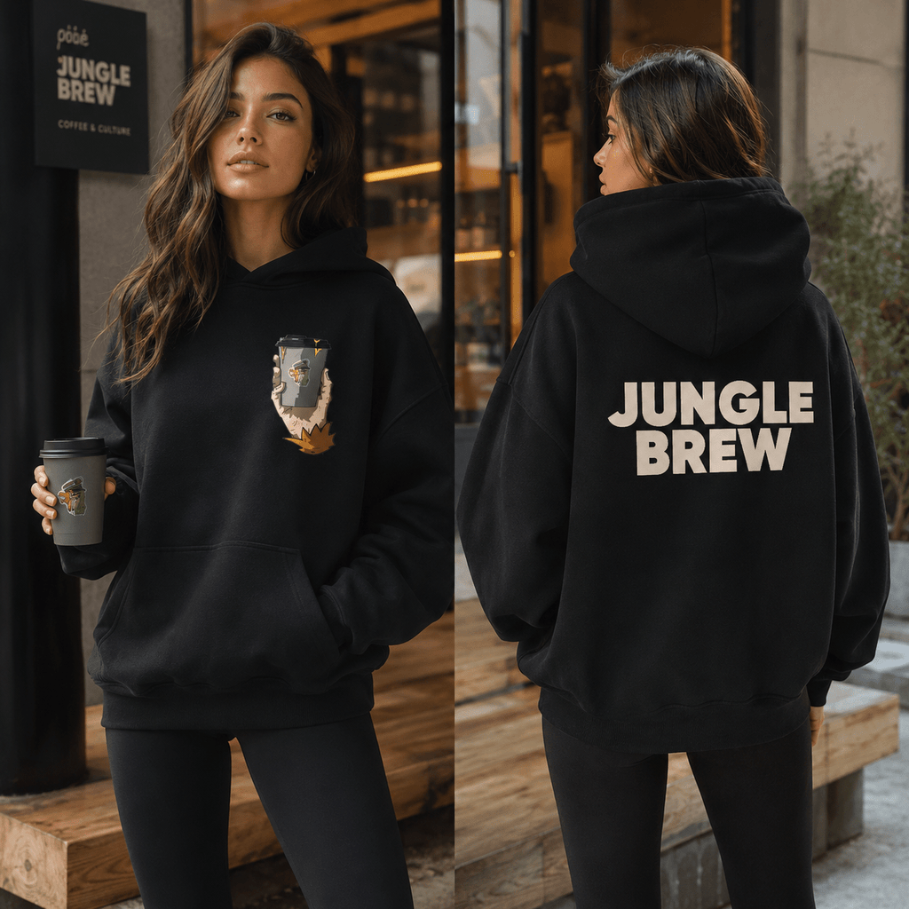 Jungle Brew Hoodie Oversized Ultra Heavy Black (French Terry) - Jungle Brew Co.