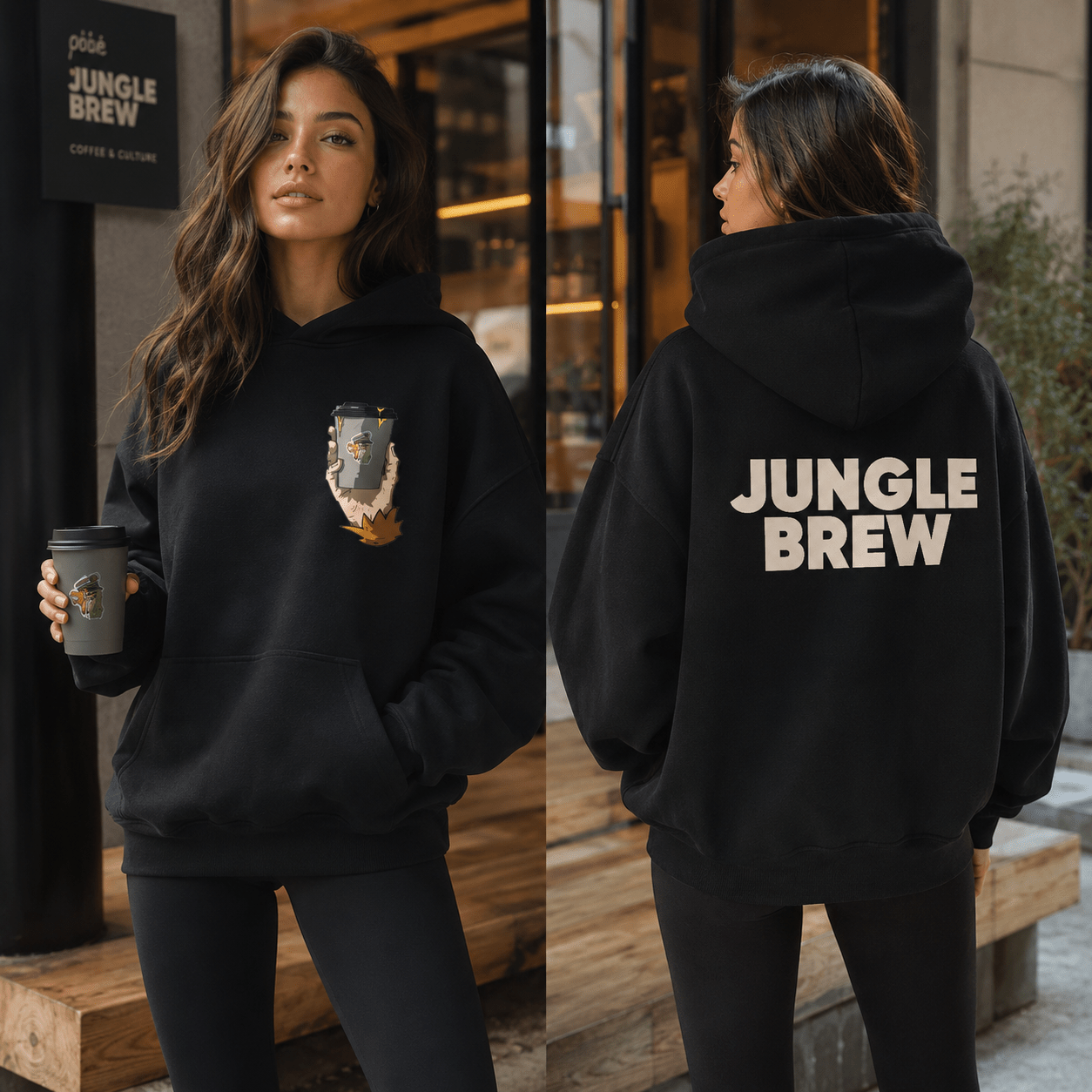 Jungle Brew Hoodie Oversized Ultra Heavy Black (French Terry) - Jungle Brew Co.
