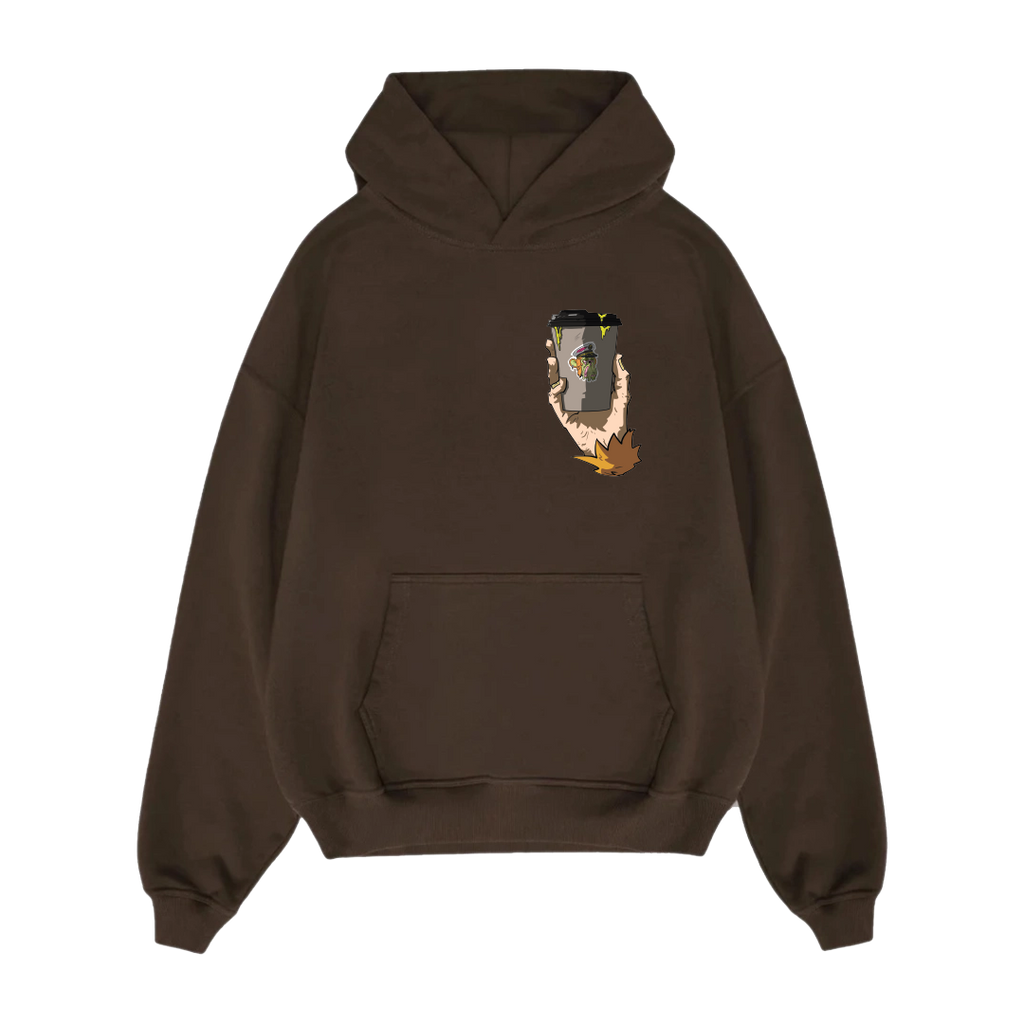 Jungle Brew Oversized Washed Brown Hoodie